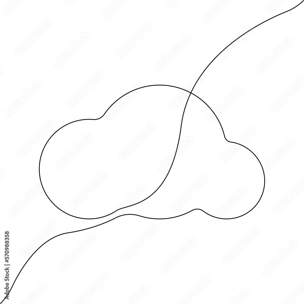 Poster cloud icon line continuous drawing vector. one line cloud icon vector background. cloud icon. contin