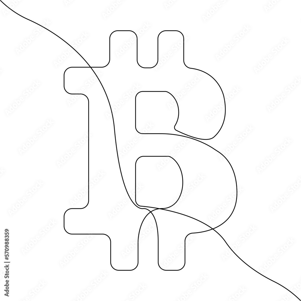 Poster bitcoin icon line continuous drawing vector. one line bitcoin icon vector background. bitcoin icon. 