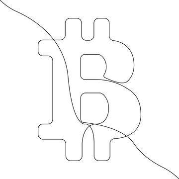 recommend clip art: Bitcoin icon line continuous drawing vector. One line Bitcoin icon vector background. Bitcoin icon. Continuous outline of a crypto Bitcoin icon.