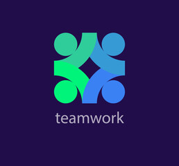 Continuous teamwork and human solidarity idea logo. Unique color transitions. people logo template. vector.