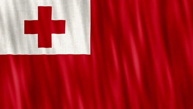 Tonga National Flag. Seamless loop animation closeup waving. 