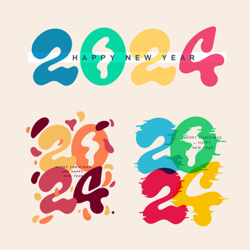 Set of number 2024, with a sleek and modern design. Premium design for 2024 New Year celebration and greeting. Isolated on white background. Vector illustration.