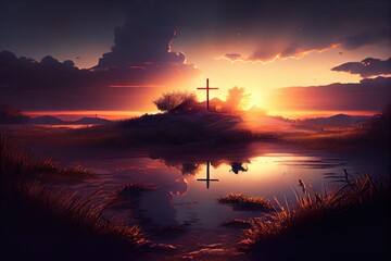 Obraz premium Holy cross in beautiful landscape