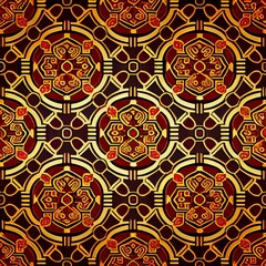 Chinese traditional festive patterns, geometric shapes, 3D, in red and gold