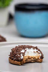 Sweet marshmallow biscuits on the table
