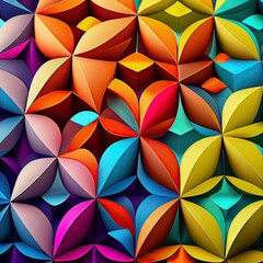 Vibrant and colorful patterns, geometric shapes, 3D