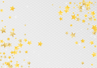 Gold Party Stars Vector Transparent Background.