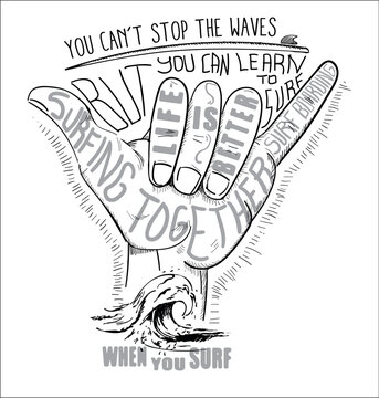 Surfing hand sign sketch
