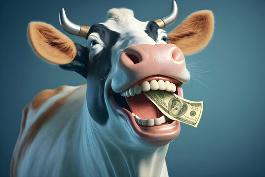 cash cow makes a lot of big profit generative ai illustration