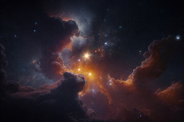 Nebula in deep space with stars. Generative AI