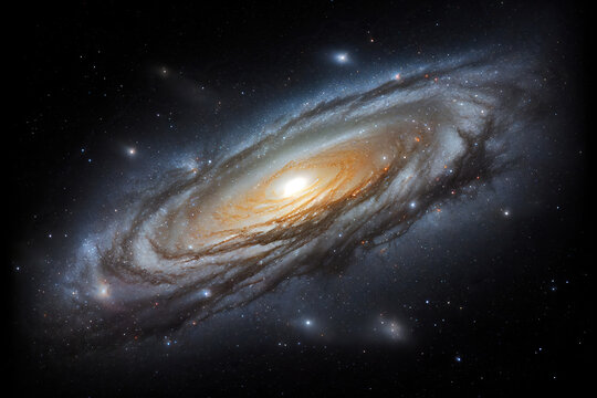 Andromeda galaxy in deep space. Generative AI
