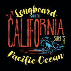Obraz premium vector surf illustration text print