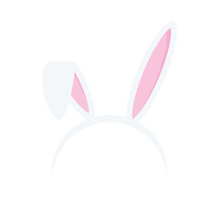 Easter rabbit ears headband  icon  isolated on white background. Flat cartoon easter card design element. Spring hare ear accessory