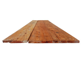 Perspective view of three sheets of rustic wood with holes isolated. Rustic Wood Planks on white background. Full frame vintage wood.