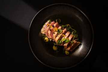 grilled meat fillet with vegetables