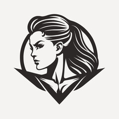 Woman head logo - women hair and face design symbol element - icon for mother - feminism and women day on march 8
