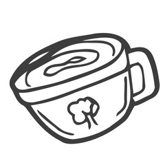 Tea or coffee cup vector doodle hand drawn line illustration