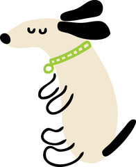 Puppy dog dachshund doodle illustration for decor and design.
