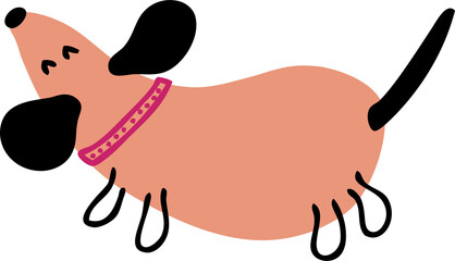 Puppy dog dachshund doodle illustration for decor and design.
