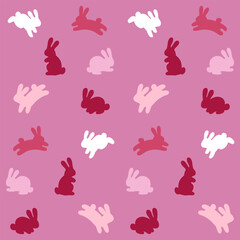 Bunny seamless pattern. Rabbits Design for banner, greeting card, fabric print, interior. Rabbits silhouettes