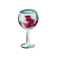 A glass of red wine. Sketch. 