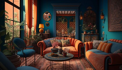 Living room interior design, decor, beautiful, stylish, modern, fashion, fashionista. GENERATED AI