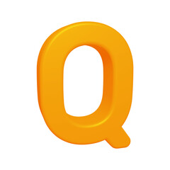 Orange alphabet letter q in 3d render
