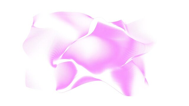 Abstract pink wave lines animation. Fluid smoke like shape constructed from polygons. 60 fps 3D rendering