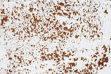 Rusty metal abstract background. Texture of an old grunge metal plate with cracked paint.