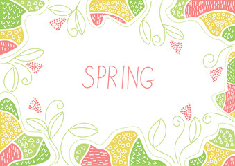 Spring background frame in abstract modern style and spring colors. Vector illustrations for modern commerce and business design in cartoon style. Spring cards.