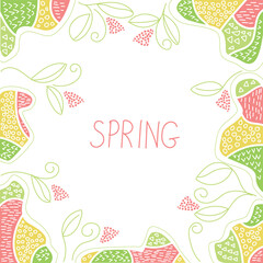Fototapeta na wymiar Spring background frame in abstract modern style and spring colors. Vector illustrations for modern commerce and business design in cartoon style. Spring cards.