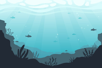 Under the sea background. Underwater world map.