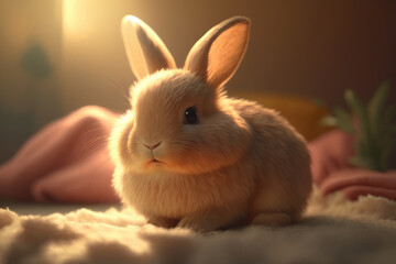 Fototapeta na wymiar Baby rabbit. Easter celebration. Easter bunny. Generative AI.