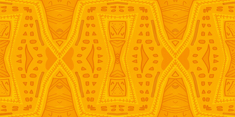 Colored African fabric &ndash; Seamless and textured design, geometric shapes and lines, illustration