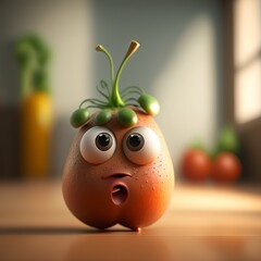 Very funny and cute fruits and vegetables characters, Ready for Action. GENERATED AI.