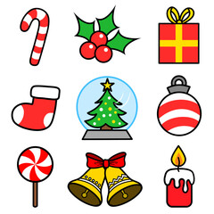 Set of flat Christmas icons, Illustration vector