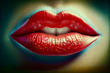 Obraz premium Generative AI abstract render of human lips