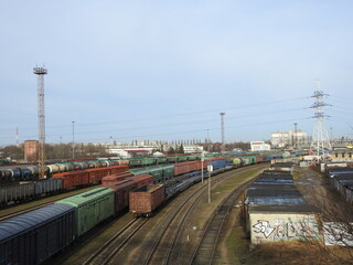 trains on railway in kaliningrad, russia