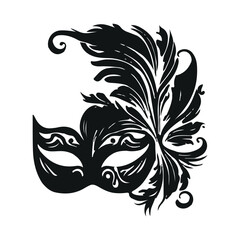 Black decorative carnival mask silhouette vector illustration