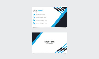 Simple and clean name card design.Blue business card.