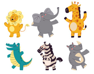 Obraz na płótnie Canvas Animal cute jungle safari cartoon zoo character isolated set. Vector graphic design illustration 