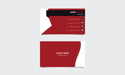Modern and elegant vector-based abstract business card design with the black and dark red combination.