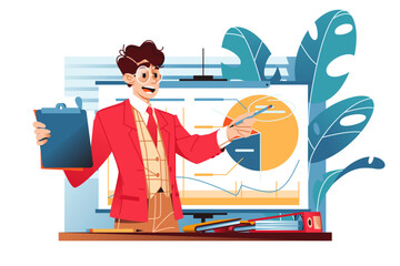 Man delivers dynamic presentation with confidence