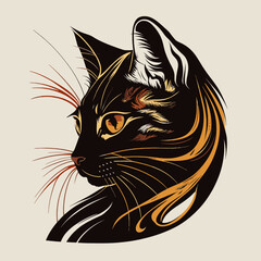 Cat Head Kitten Symbol - Gaming Cat Logo Elegant Element for Brand - Abstract Icon Symbols