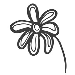 Flower icon. Hand drawn simple black outline vector illustration clip art in doodle style, isolated on white background