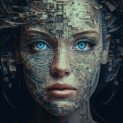 Visualization of artificial intelligence in the form of a head