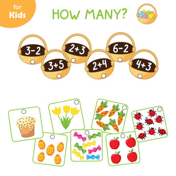 Educational games for children. solve the problem, connect the pictures
