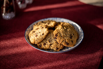 chocolate chip cookies on a plate