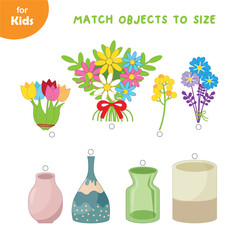 mini games for kids. Choose a suitable vase for each bouquet. logic, puzzle