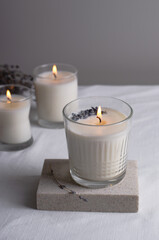 Soy Candle, Handmade Scented Candles with Lavender in Glass